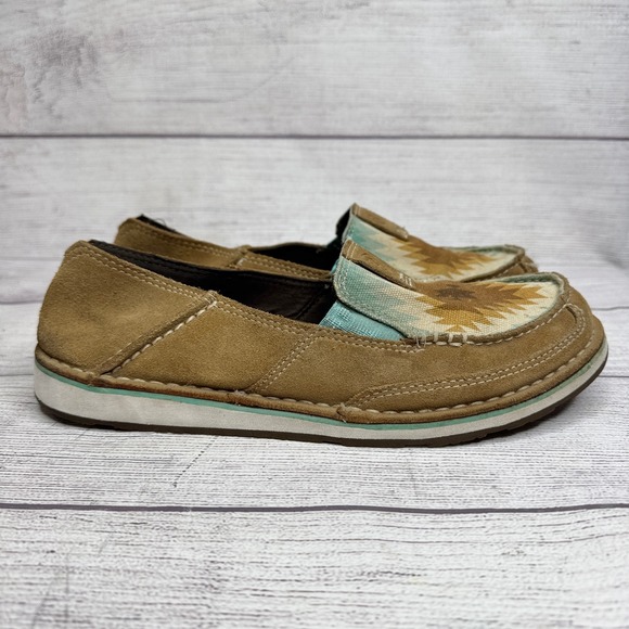 Ariat Women's Size 8B Suede Leather Slip On Loafers Southwestern Print - Picture 1 of 5